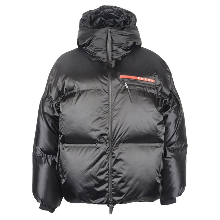 Prada Oversized Hooded Quilted Shell Down Jacket Xsmall For Sale at 1stDibs