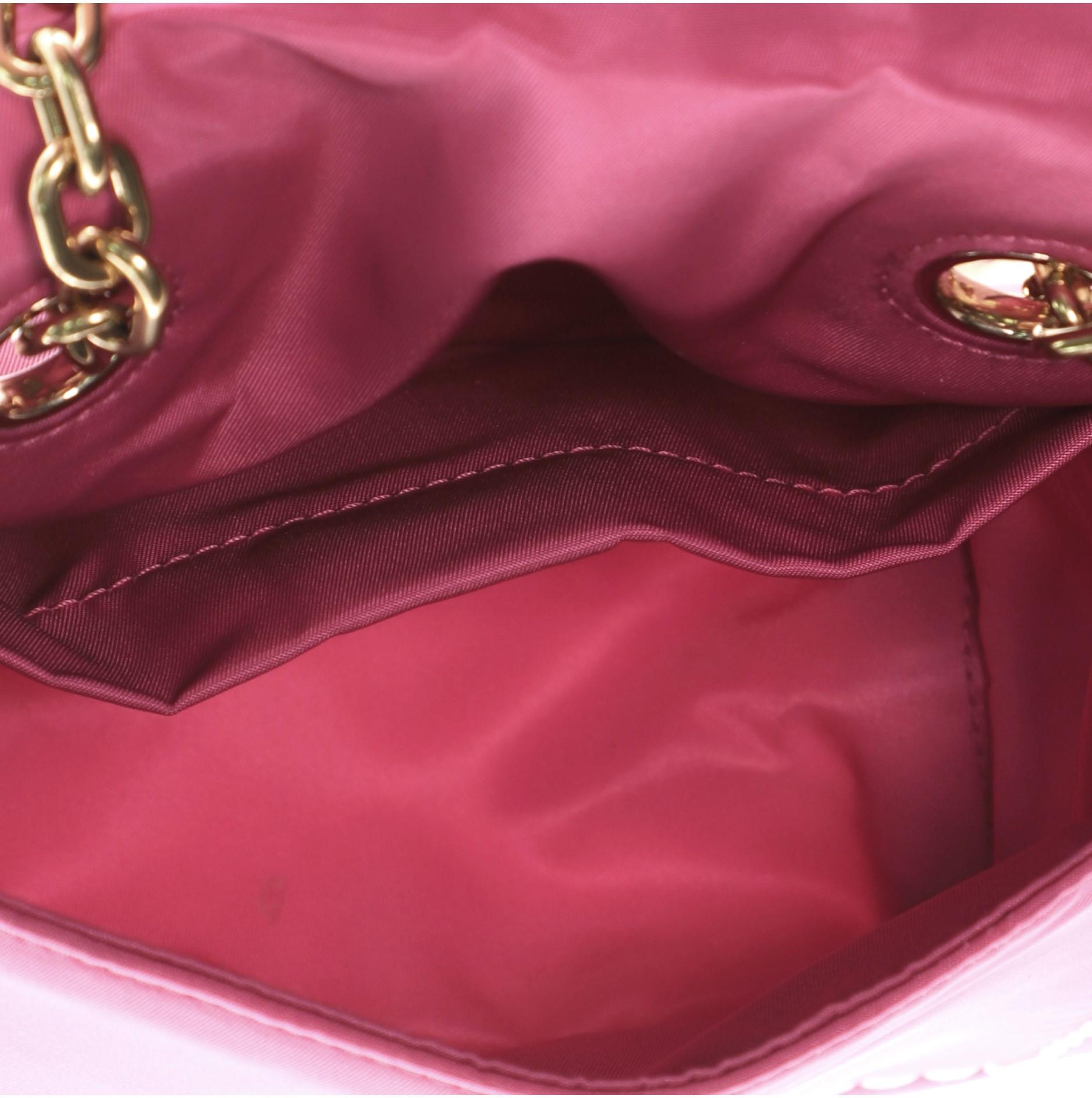 Women's Prada Padded Chain Flap Bag Tessuto Small Pink