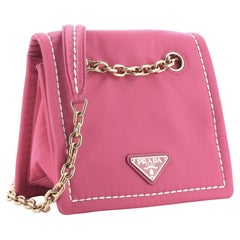 Prada Padded Chain Flap Bag Tessuto Small Pink