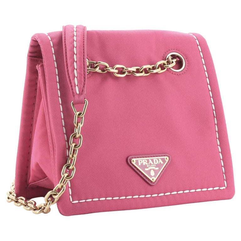 Prada Padded Chain Flap Bag Tessuto Small Pink at 1stDibs