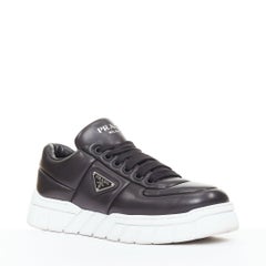 PRADA Padded Nappa Leather low top silver triangle logo chunky sneakers UK8.5