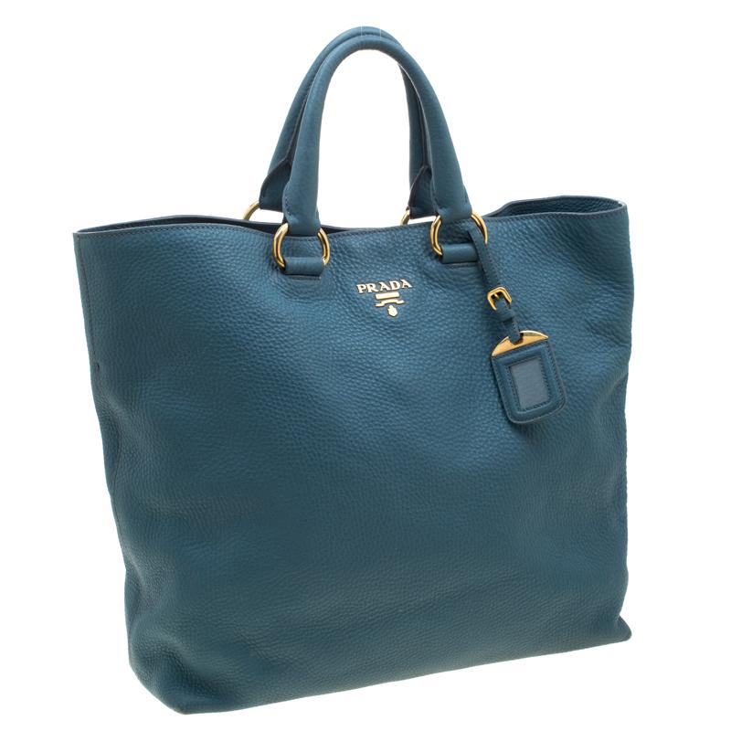 Women's Prada Pale Blue Leather Vitello Daino Tote