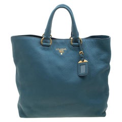 Prada Pale Blue Leather Vitello Daino Tote