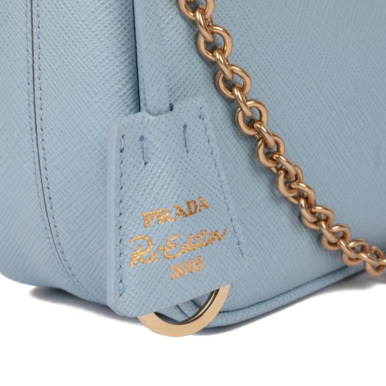 PRADA Pale Blue Saffiano Leather Re-Edition 2005 Multi Bag at 1stDibs