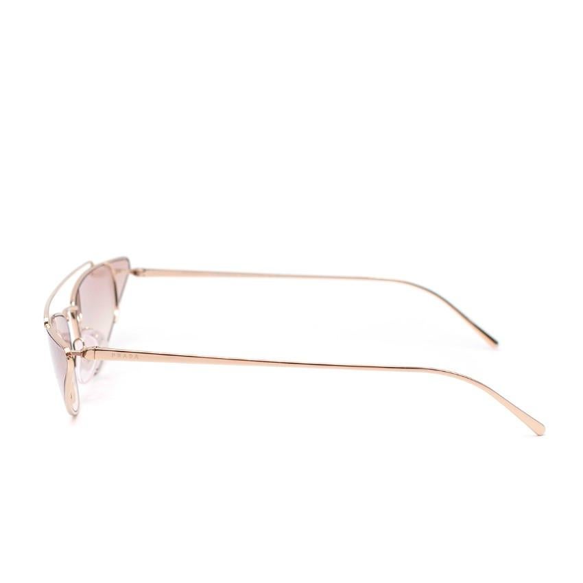 Prada Pale-Gold Triangle Cat Eye Sunglasses In Excellent Condition In London, GB