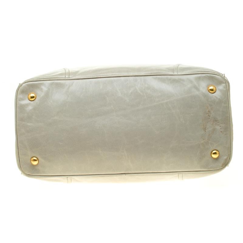 Prada Pale Green Glazed Leather Top Handle Bag 5