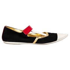 Prada Panelled Leather Point Toe Flats Size IT 37