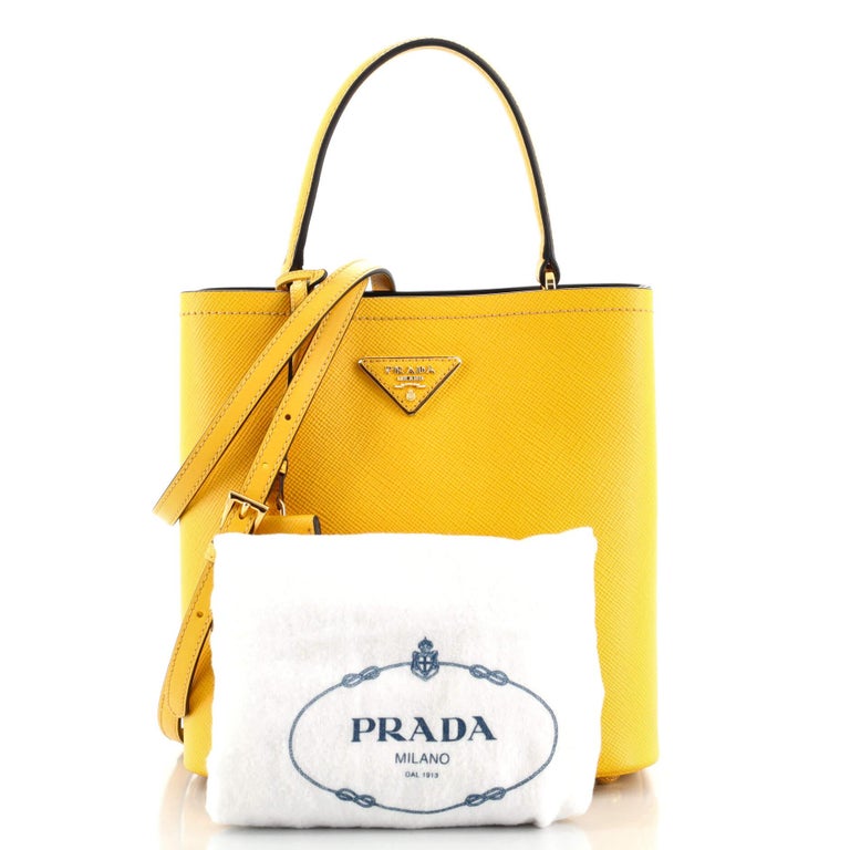 Prada Panier Bucket Bag Saffiano Leather Medium at 1stDibs  prada bucket  bag size, prada luggage tag, yellow prada bucket