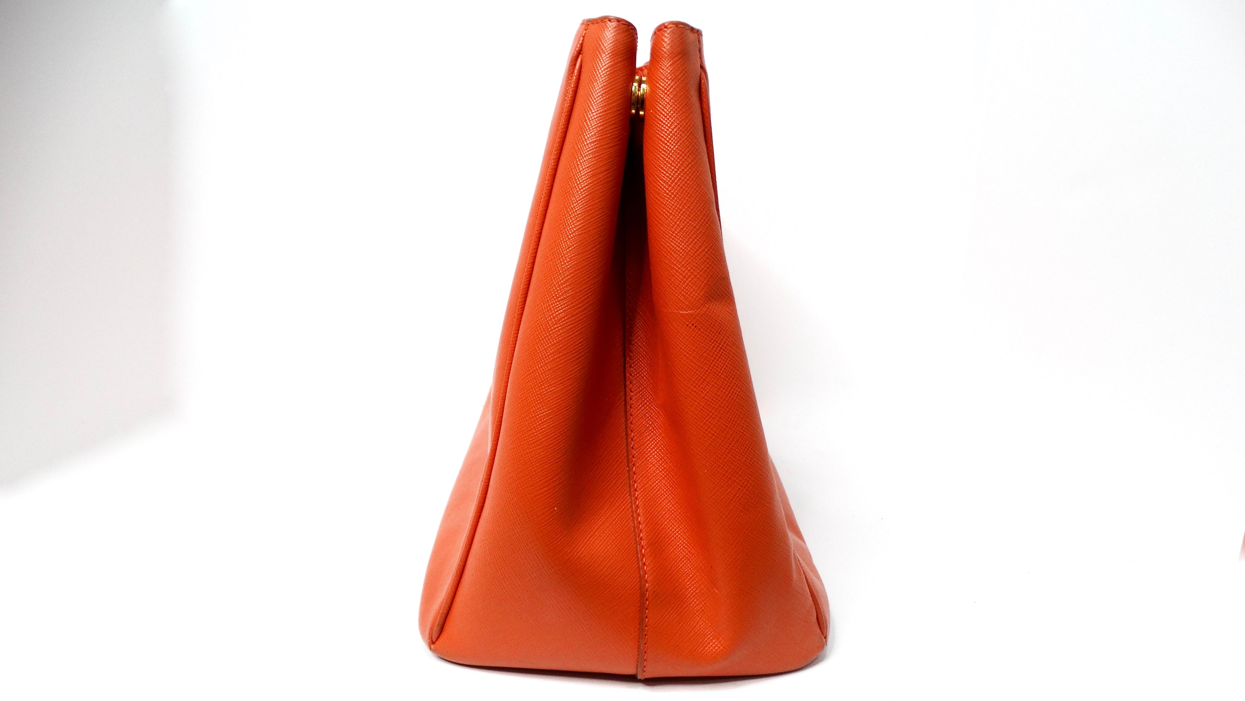 Women's Prada Papaya Saffiano Leather Lux Galleria Tote Bag For Sale