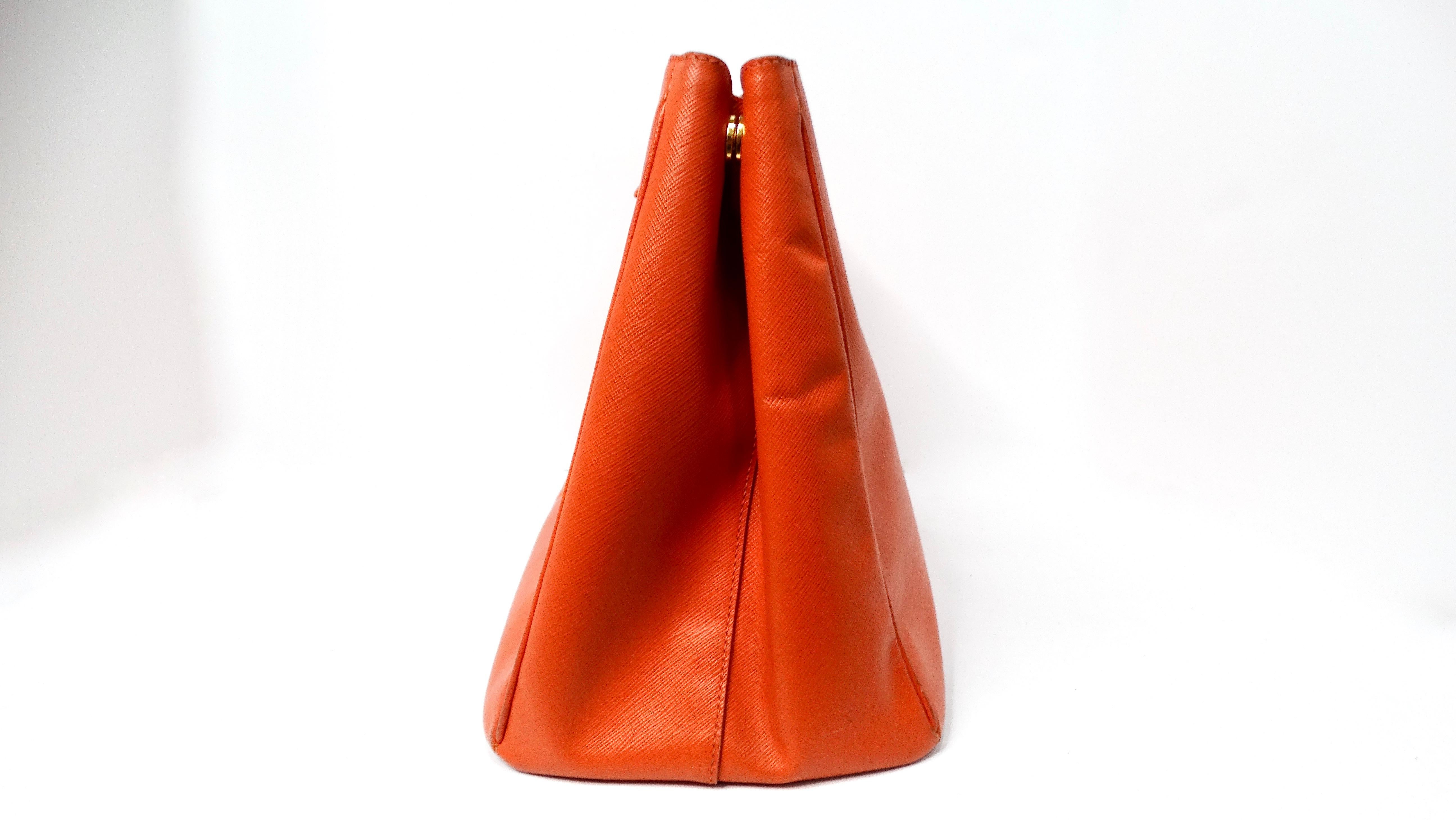 Prada Papaya Saffiano Leather Lux Galleria Tote Bag For Sale 2