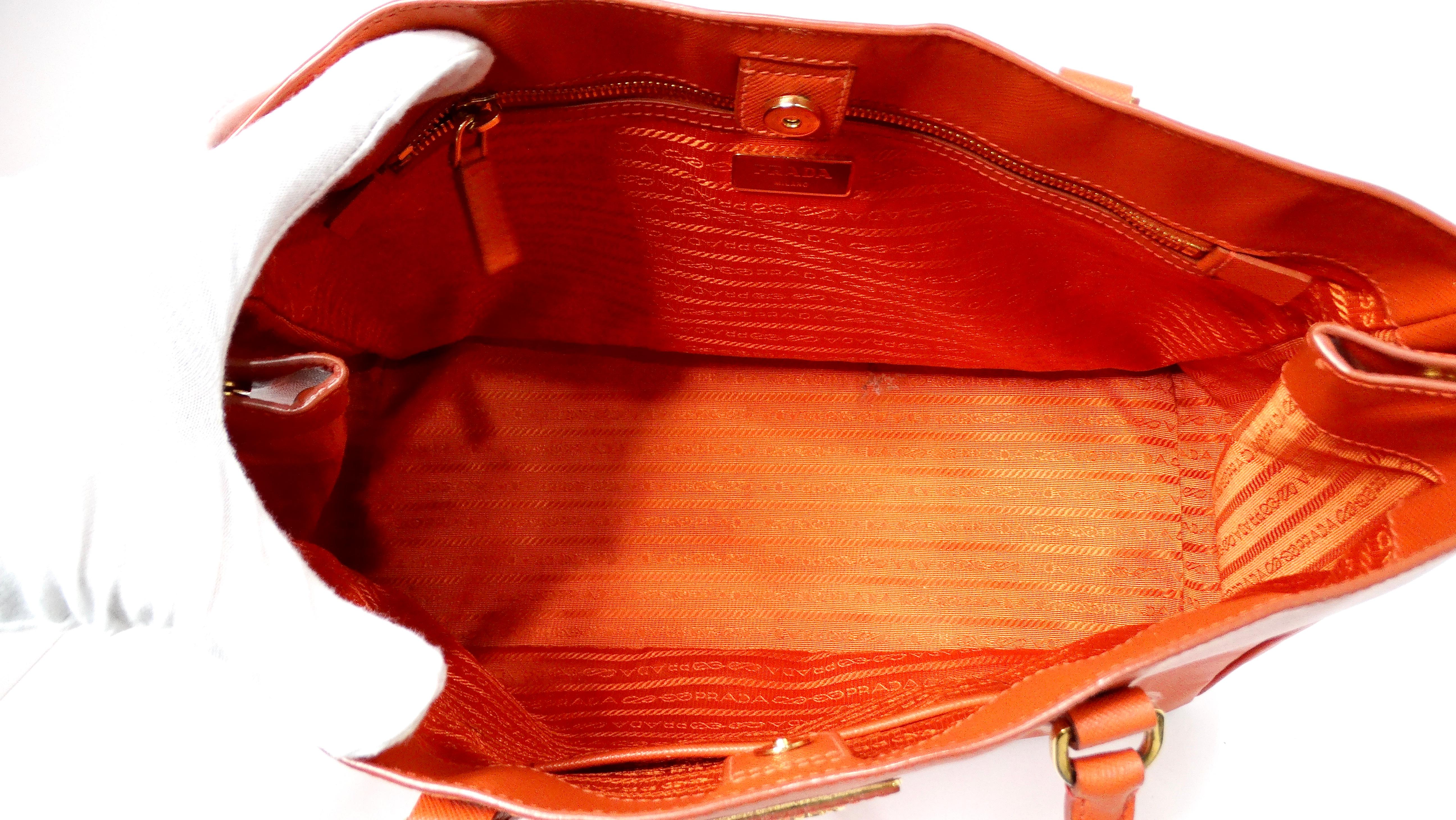 Prada Papaya Saffiano Leather Lux Galleria Tote Bag For Sale 4