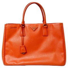 Prada Papaya Saffiano Leather Lux Galleria Tote Bag