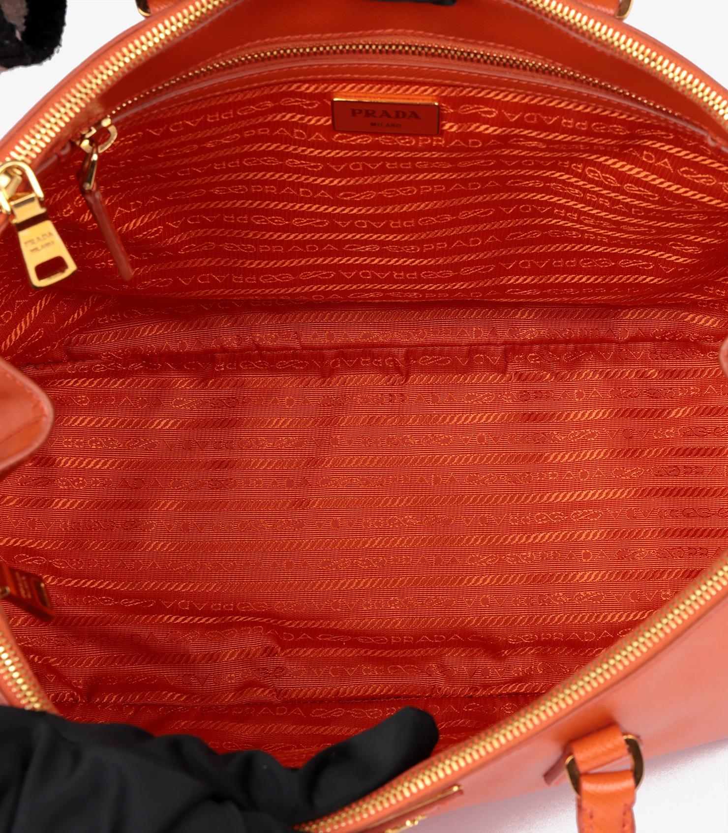 Prada Papaya Saffiano Lux Leather Large Galleria Tote 5