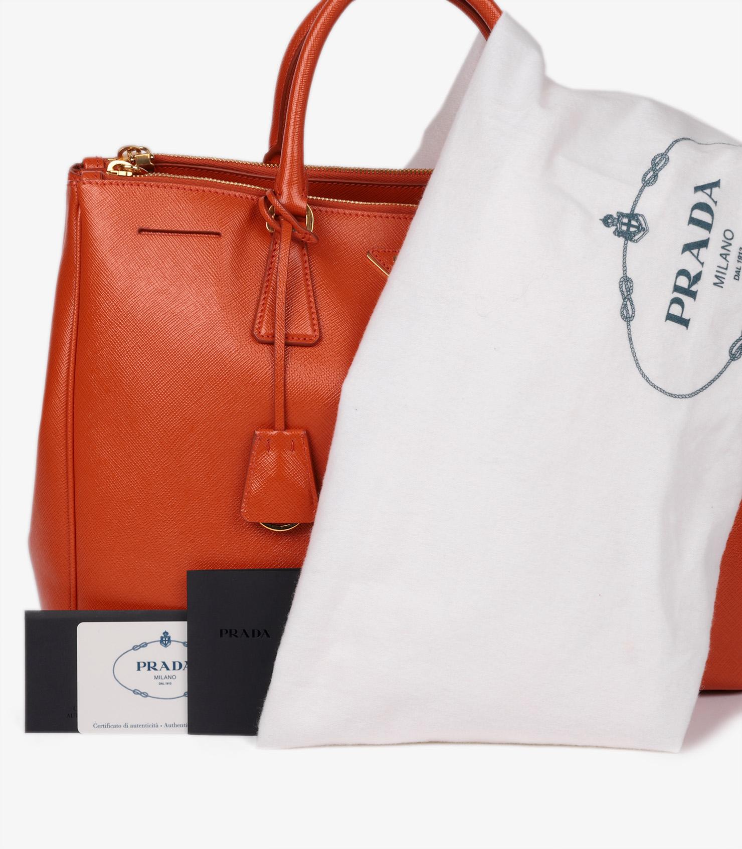 Prada Papaya Saffiano Lux Leather Large Galleria Tote 6