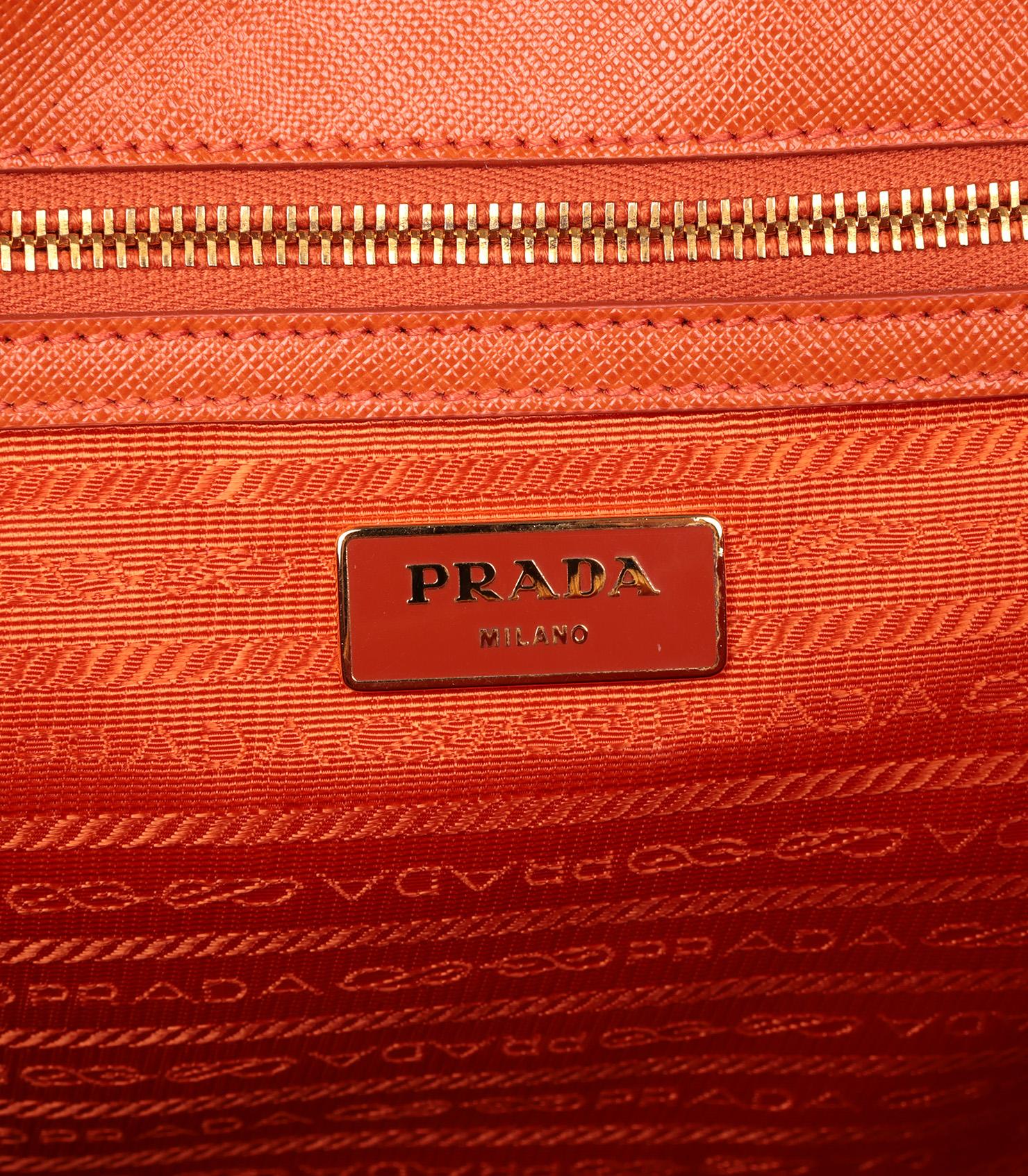 Prada Papaya Saffiano Lux Leather Large Galleria Tote 2