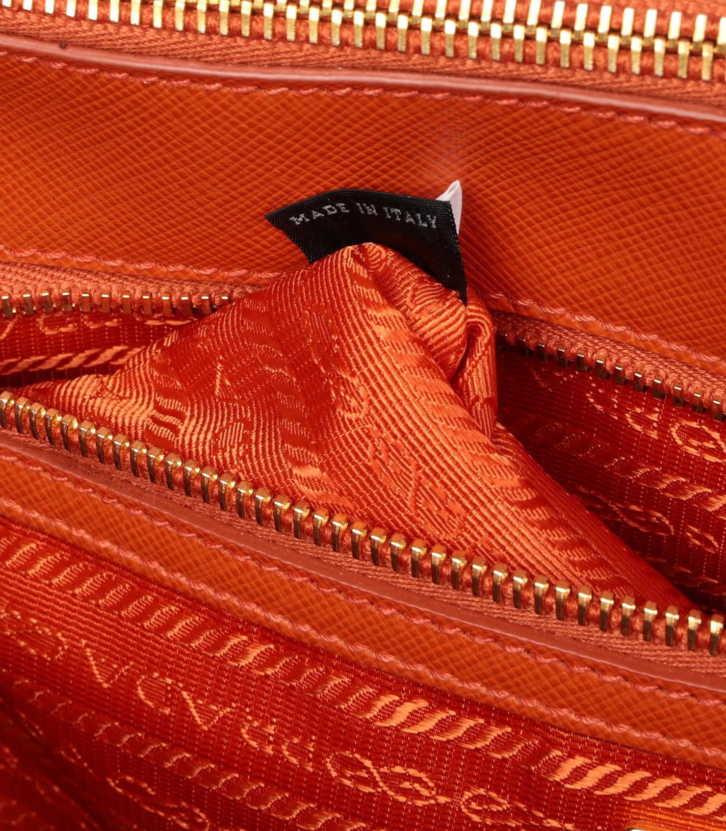 Prada Papaya Saffiano Lux Leather Large Galleria Tote 3