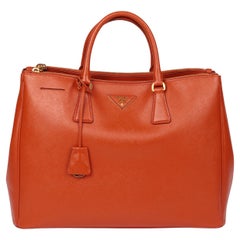 Prada Papaya Saffiano Lux Leather Large Galleria Tote
