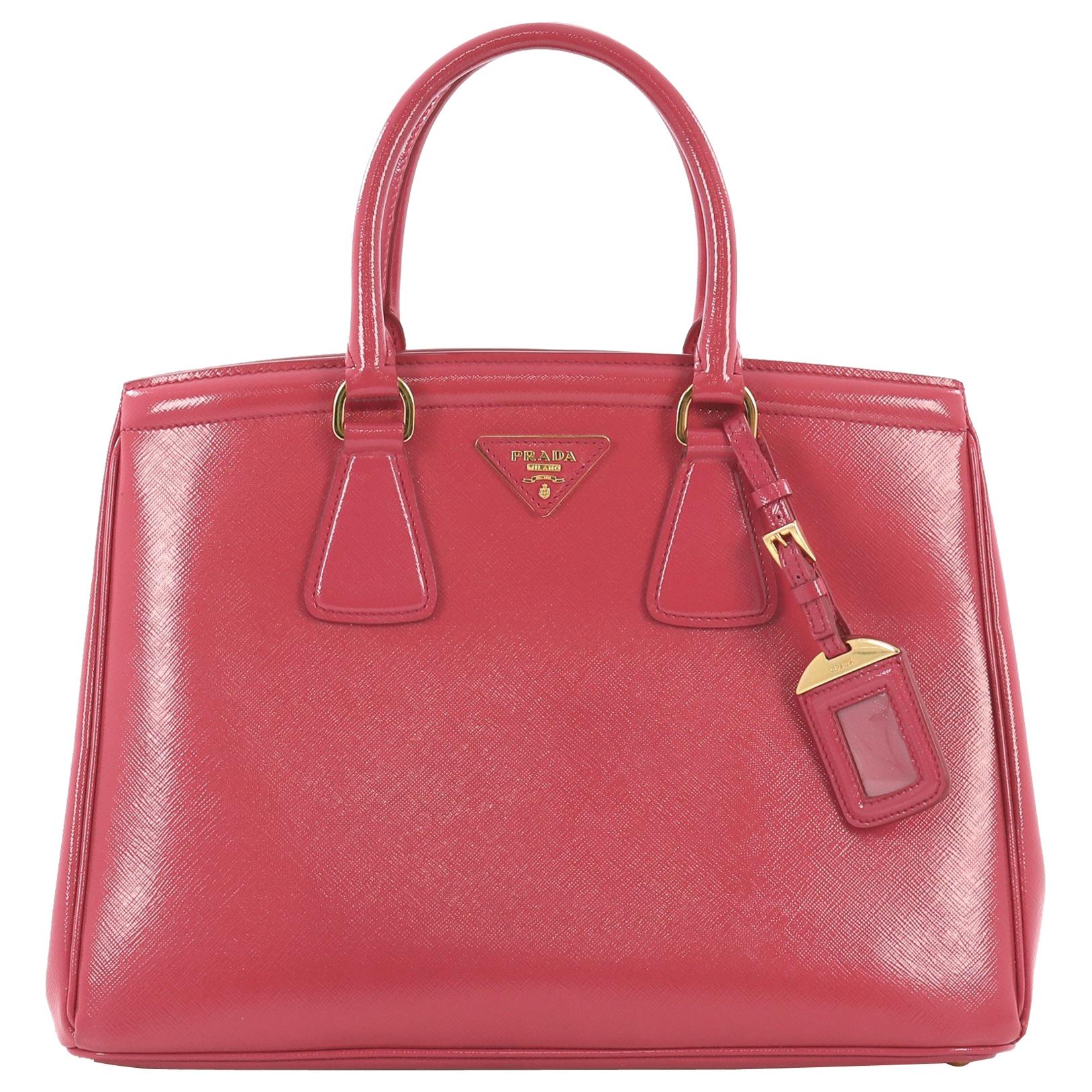Prada Parabole Handbag Vernice Saffiano Leather Medium