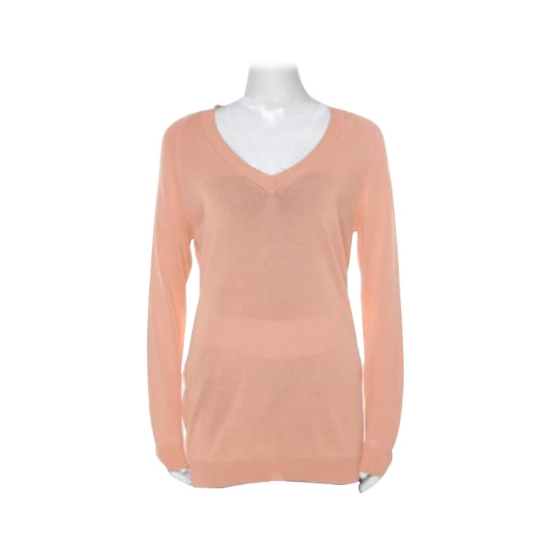 Prada Pastel Orange Knitted V-Neck Loose Pullover S