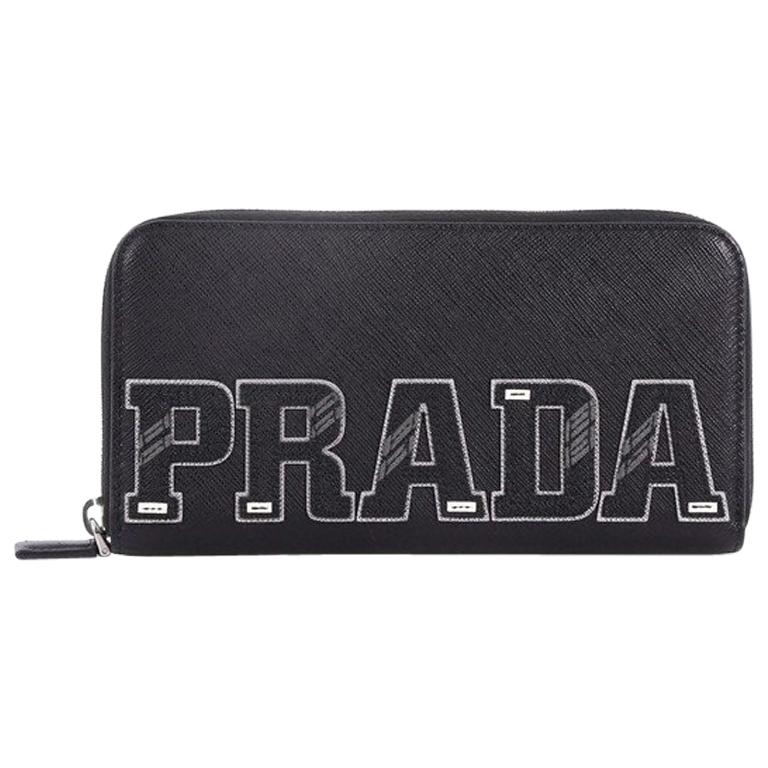  Prada Patches Zip Wallet Saffiano Leather