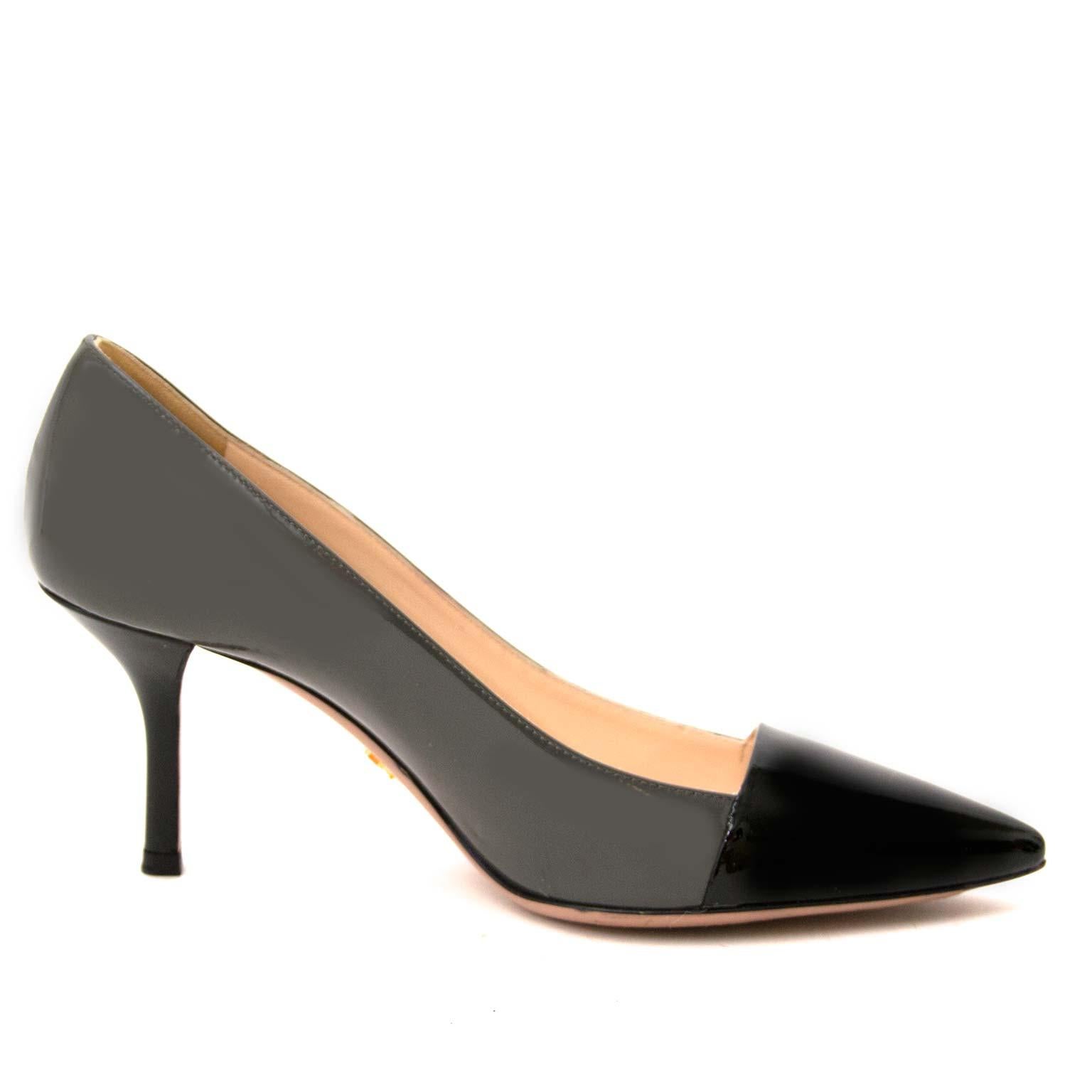 grey patent heels