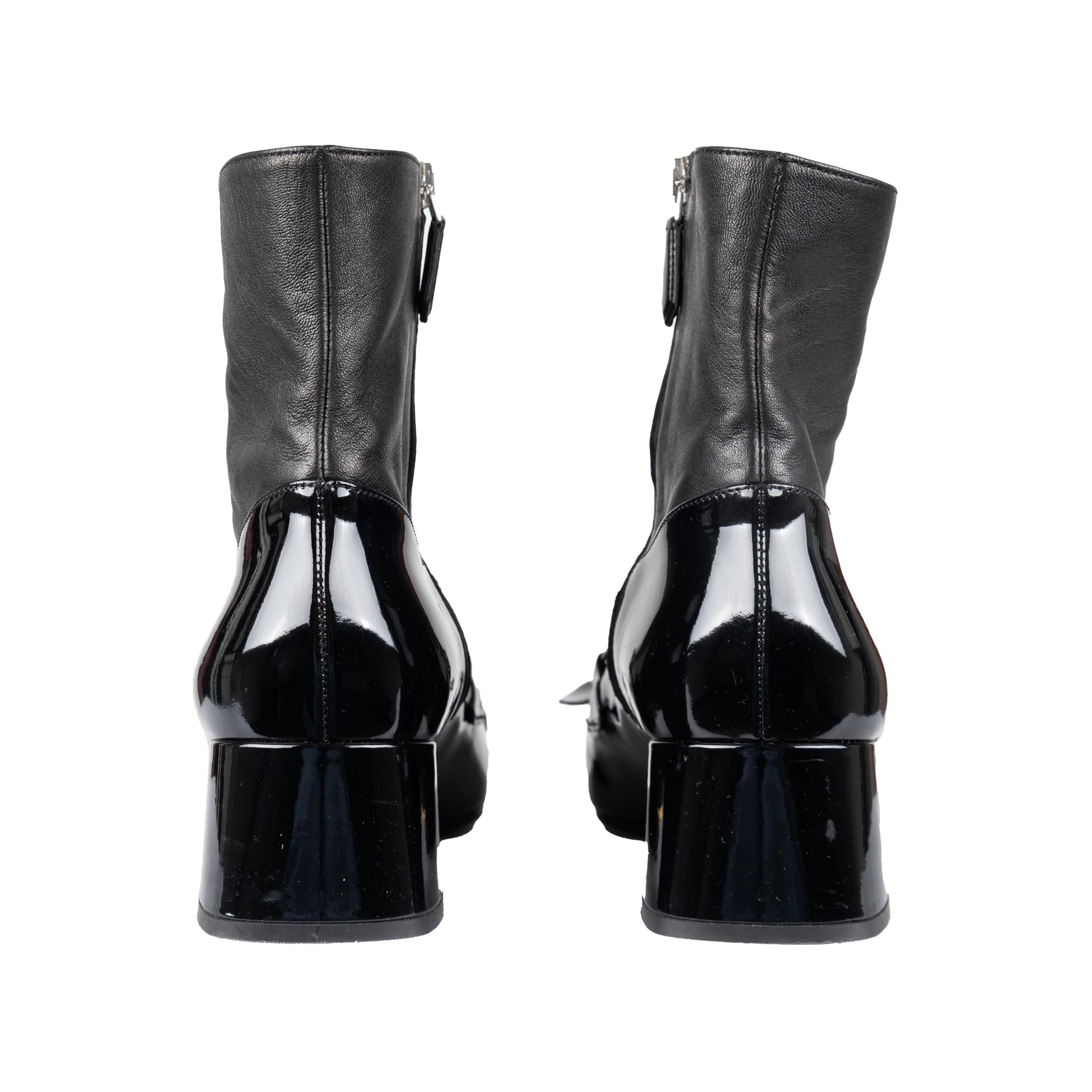 Black Prada Patent Leather Ankle Boots - '10s For Sale