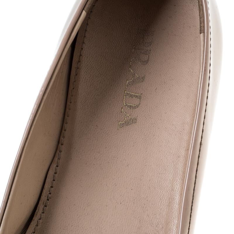 Brown Prada Patent Leather Bow Round Toe Ballet Flats Size 37