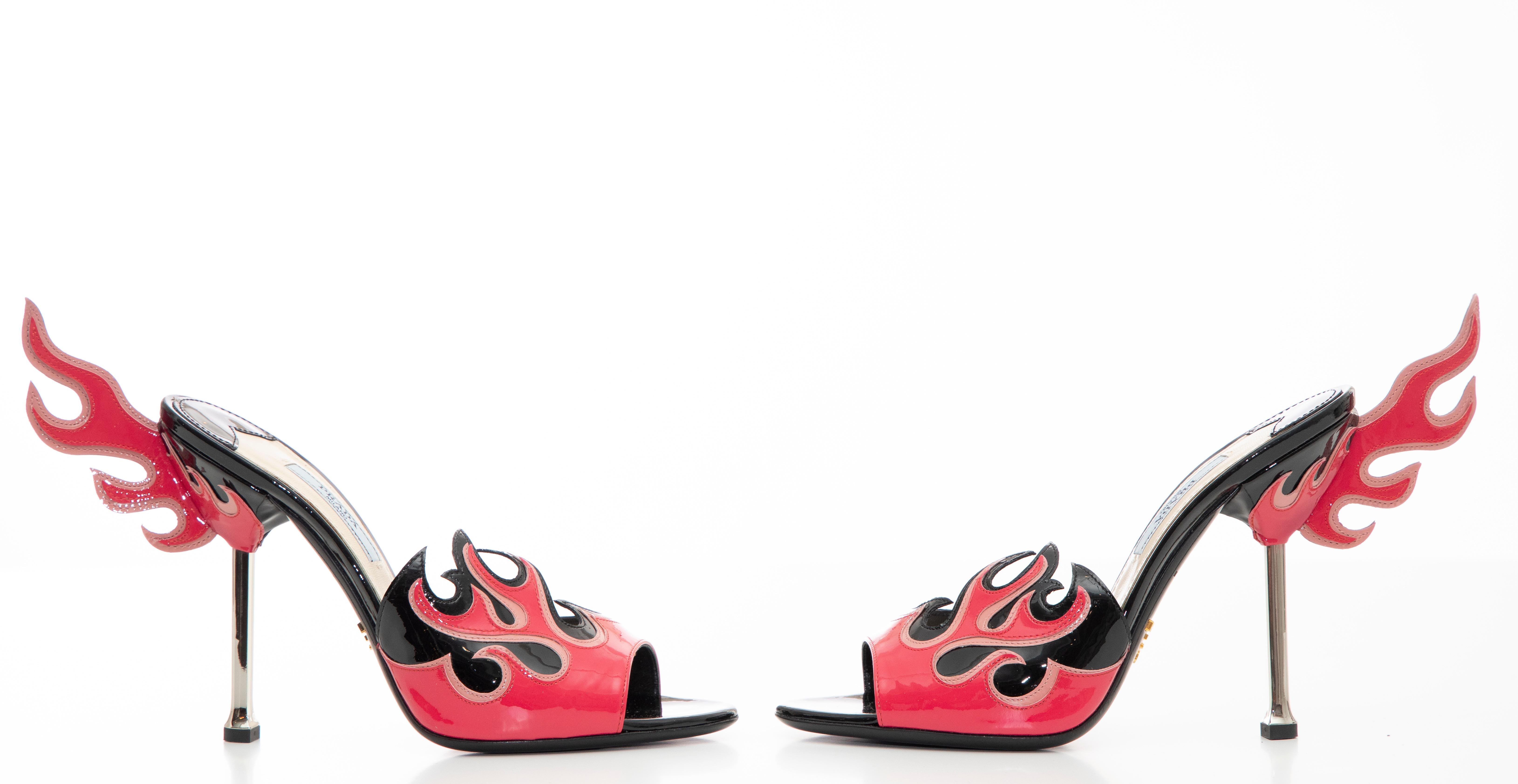 Prada Patent Leather Flame Slide Sandals, Spring 2012 4