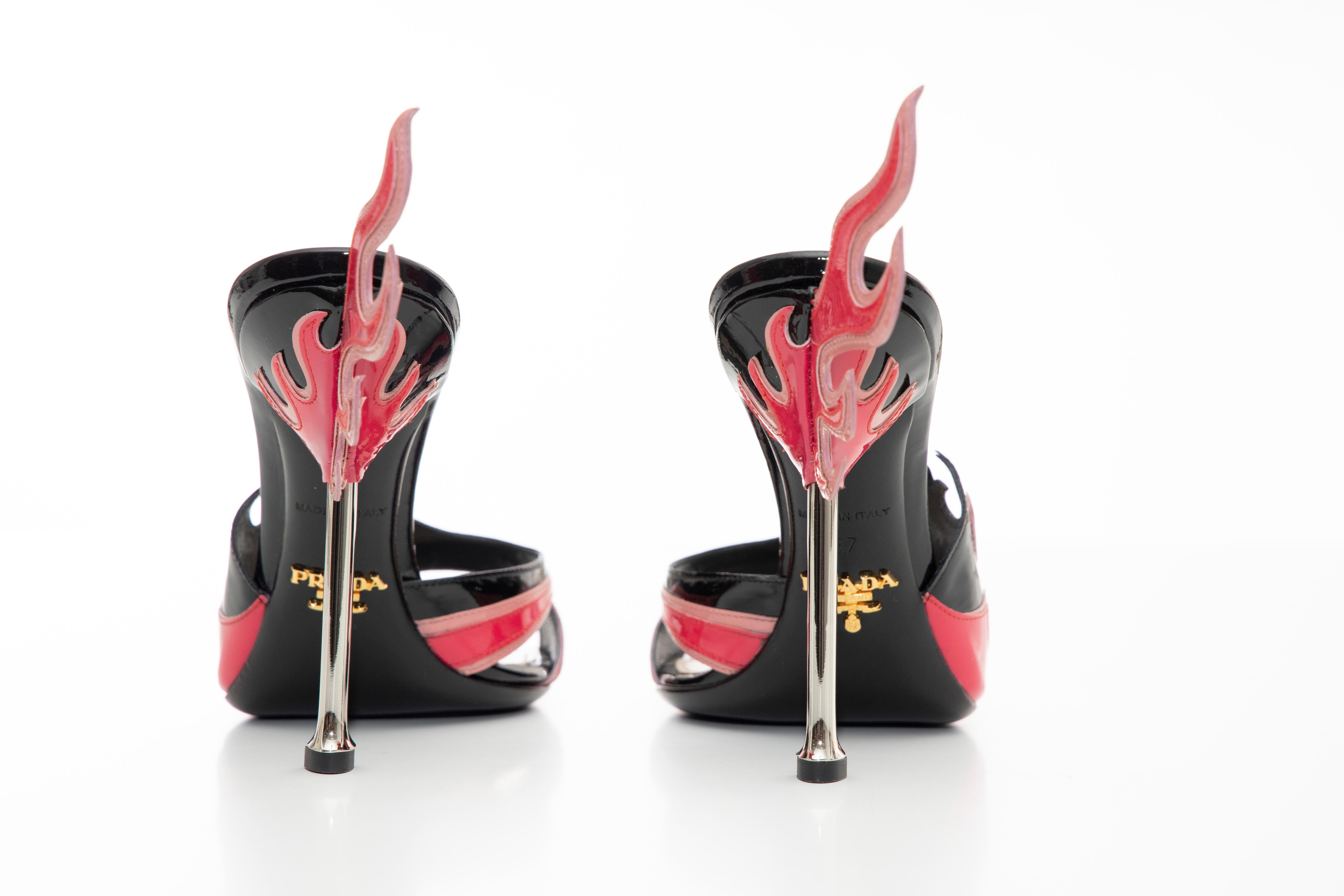 Prada Patent Leather Flame Slide Sandals, Spring 2012 5