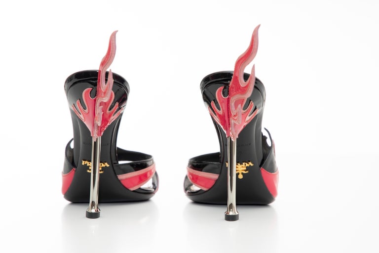 Prada Patent Leather Flame Slide Sandals, Spring 2012 at 1stDibs