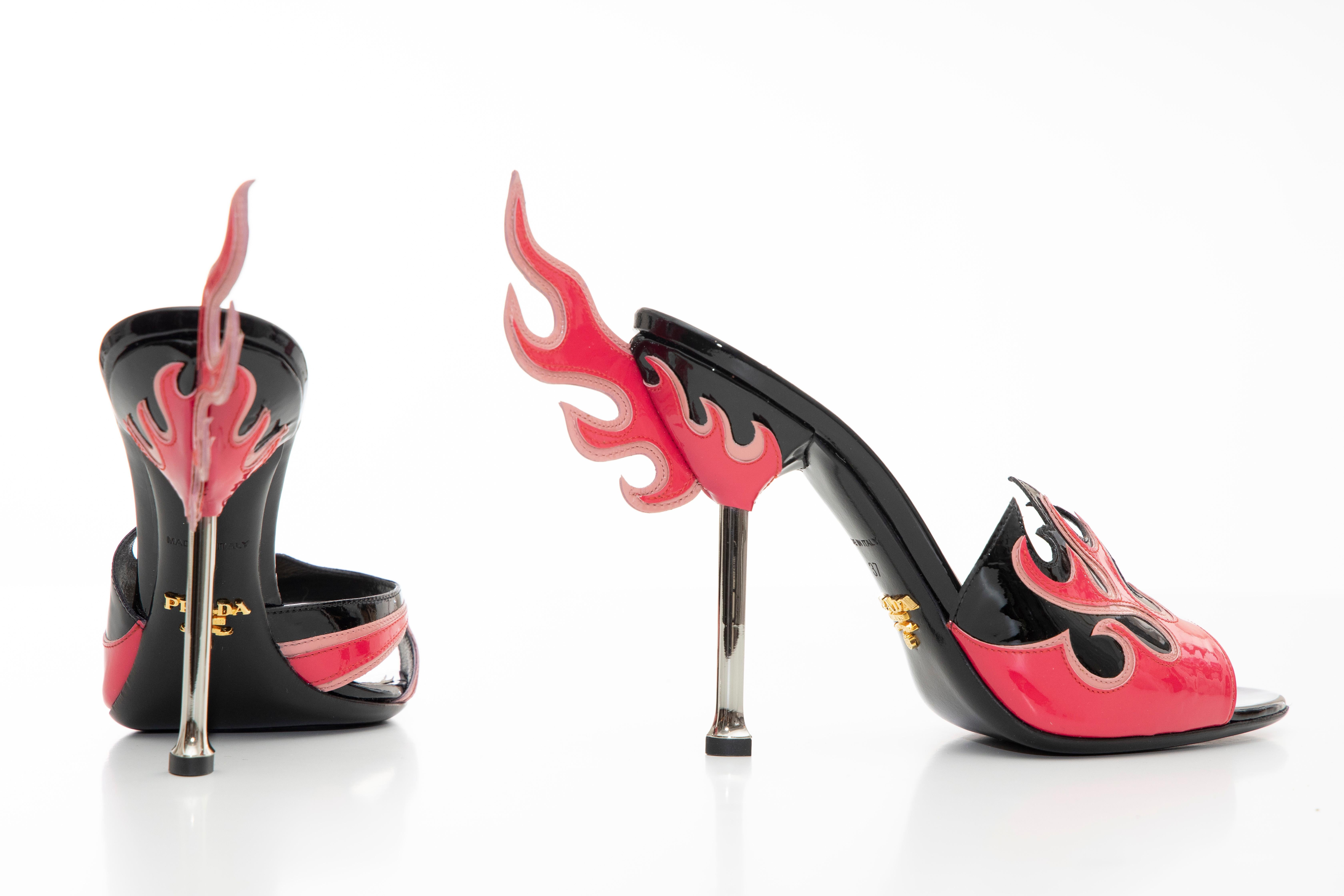 Prada Patent Leather Flame Slide Sandals, Spring 2012 6