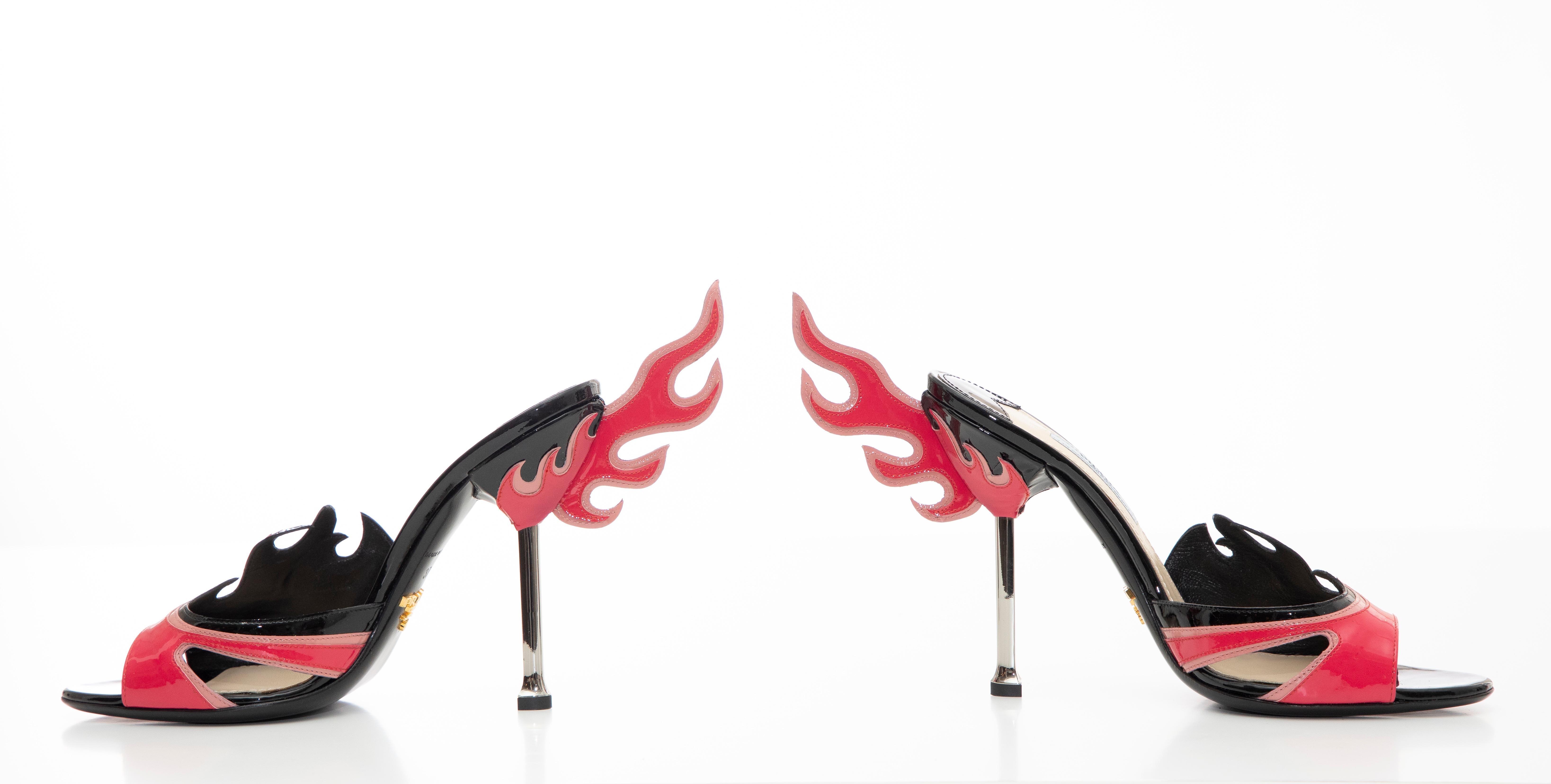 Prada Patent Leather Flame Slide Sandals, Spring 2012 2