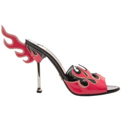 Prada Patent Leather Flame Slide Sandals, Spring 2012