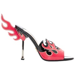 Prada Patent Leather Flame Slide Sandals, Spring 2012