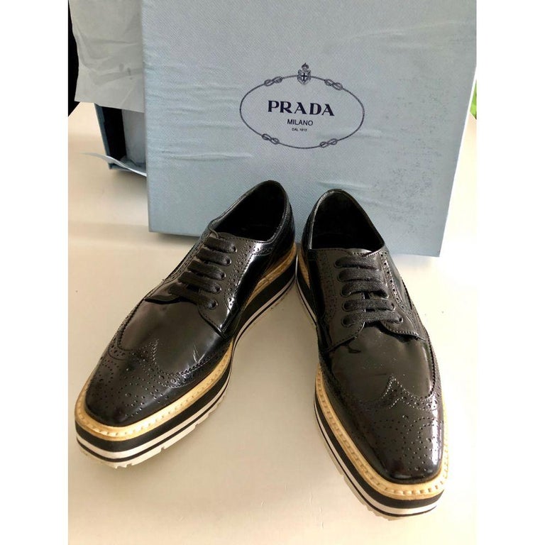 Prada Patent Leather Flats in Black For Sale at 1stDibs