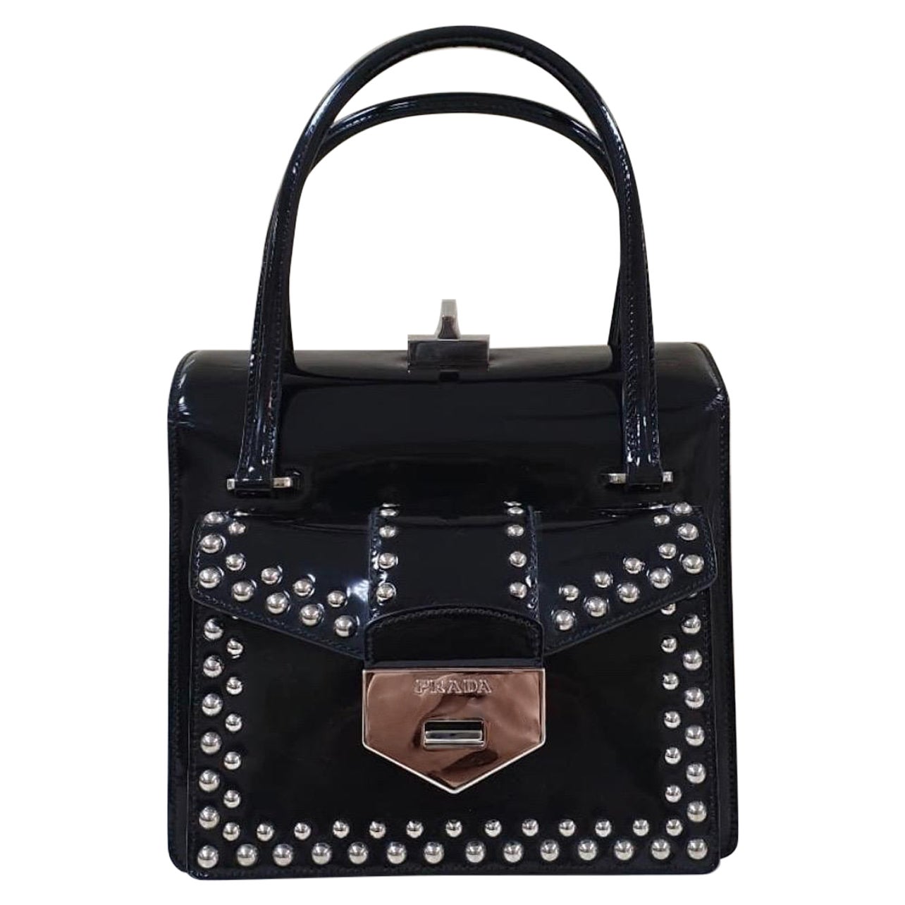 Prada Patent Leather Studed Bag