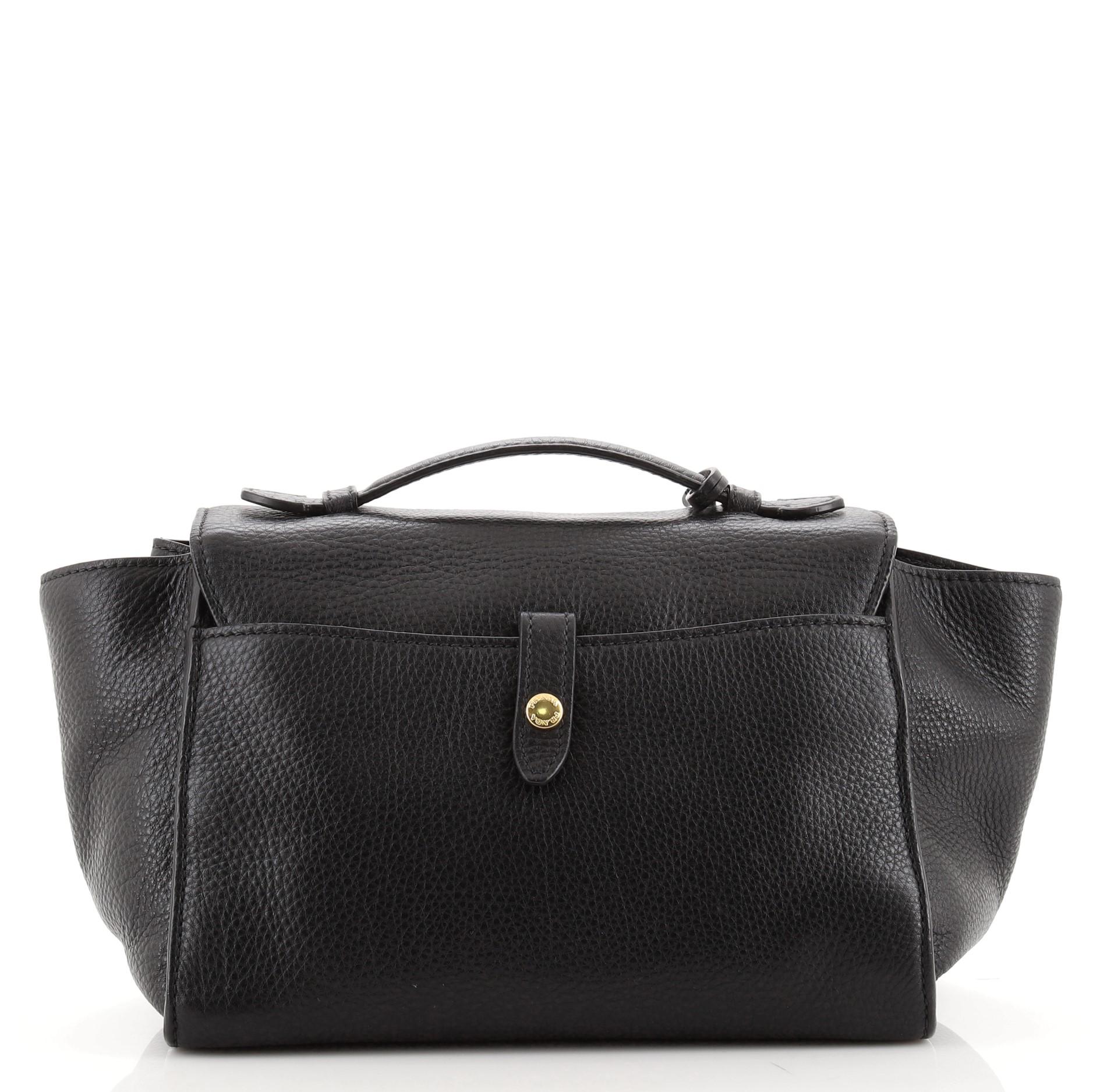 Black Prada Pattina Convertible Shoulder Bag Vitello Daino Small