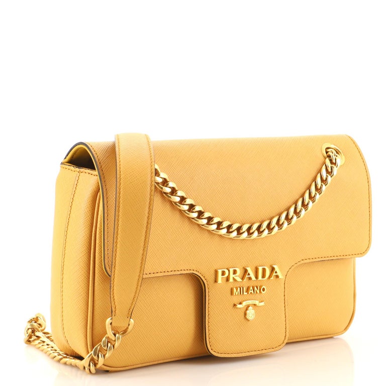 Prada Pattina Flap Handbag Saffiano Leather Small at 1stDibs