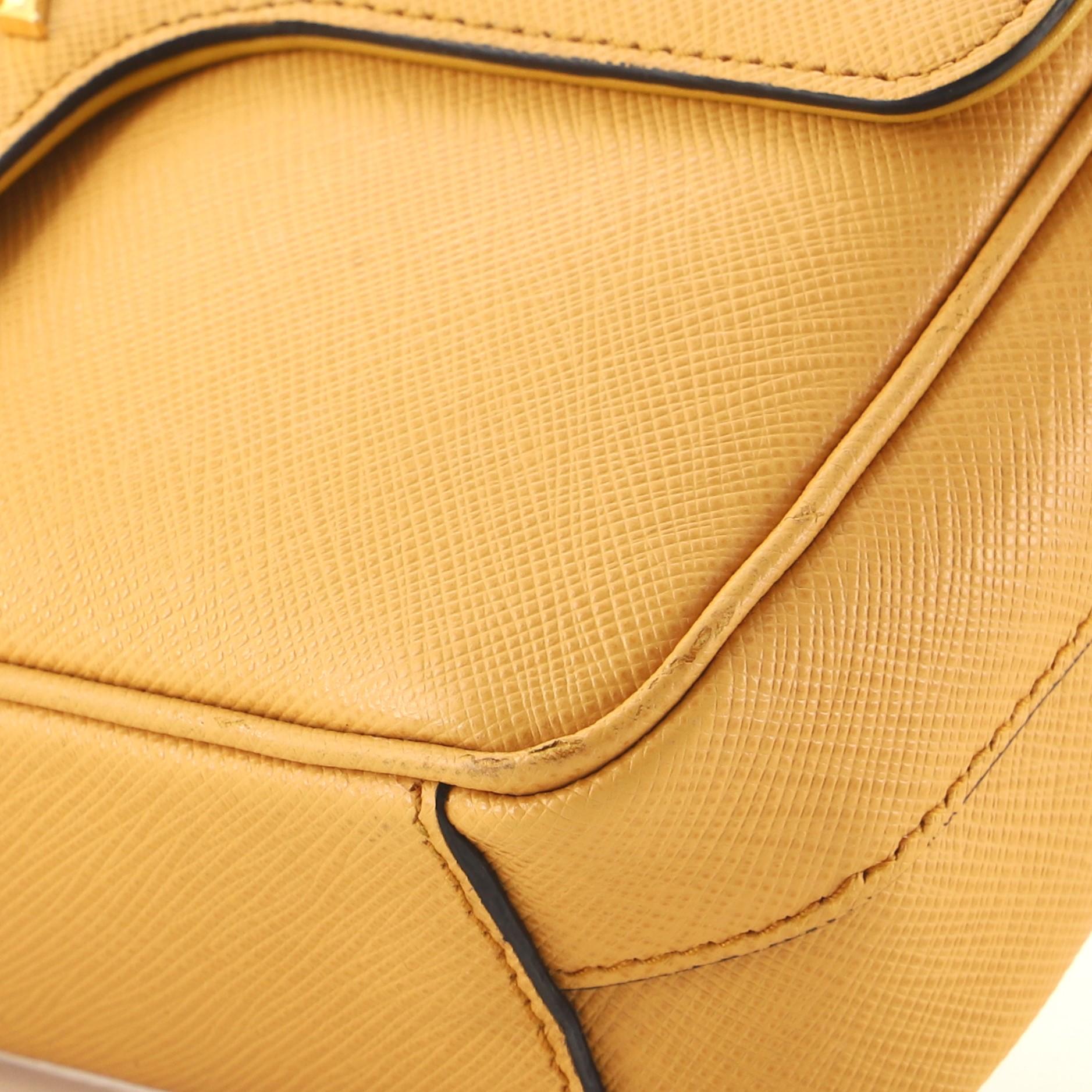 Orange Prada Pattina Flap Shoulder Bag Saffiano Leather Small