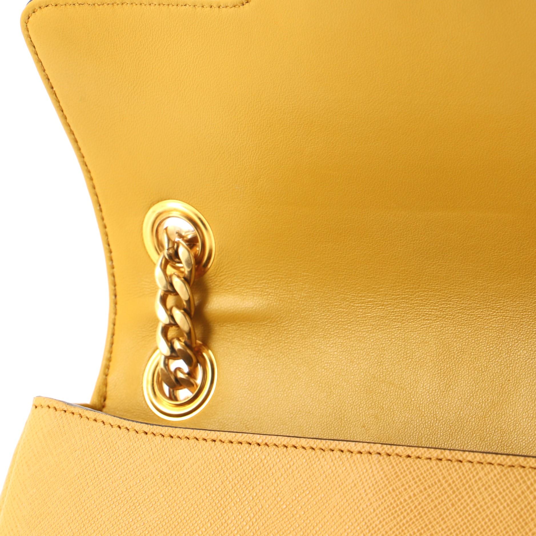 Prada Pattina Flap Shoulder Bag Saffiano Leather Small In Good Condition In NY, NY