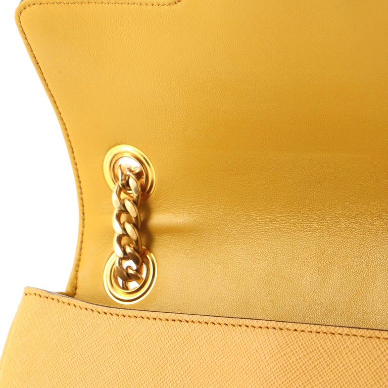 Prada Pattina Flap Shoulder Bag Saffiano Leather Small White 1319881