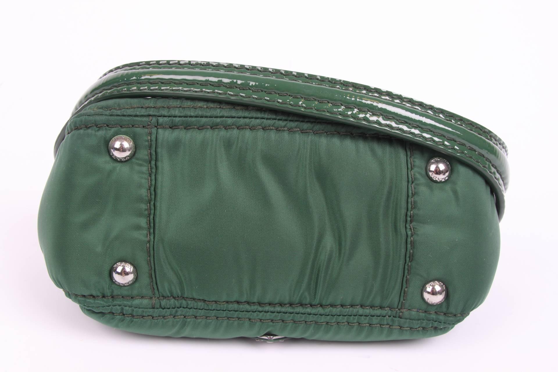 Gray Prada Pattina Sottospalla Handbag - green  For Sale