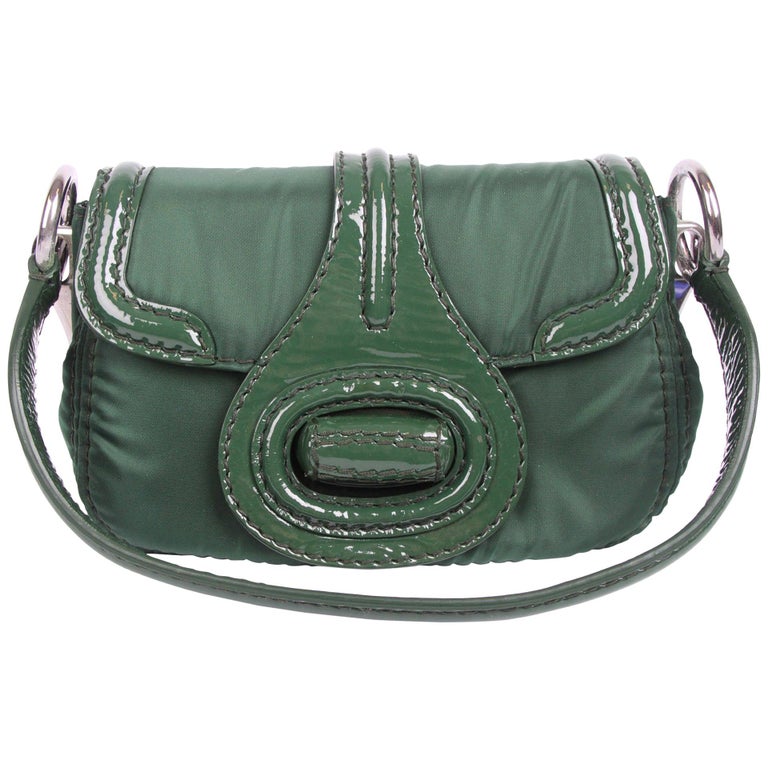 Prada Pattina Sottospalla Handbag - green For Sale at 1stDibs