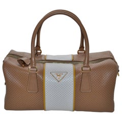 Used Prada Perforated Leather Cuoio/Mimosa Safiano Handbag