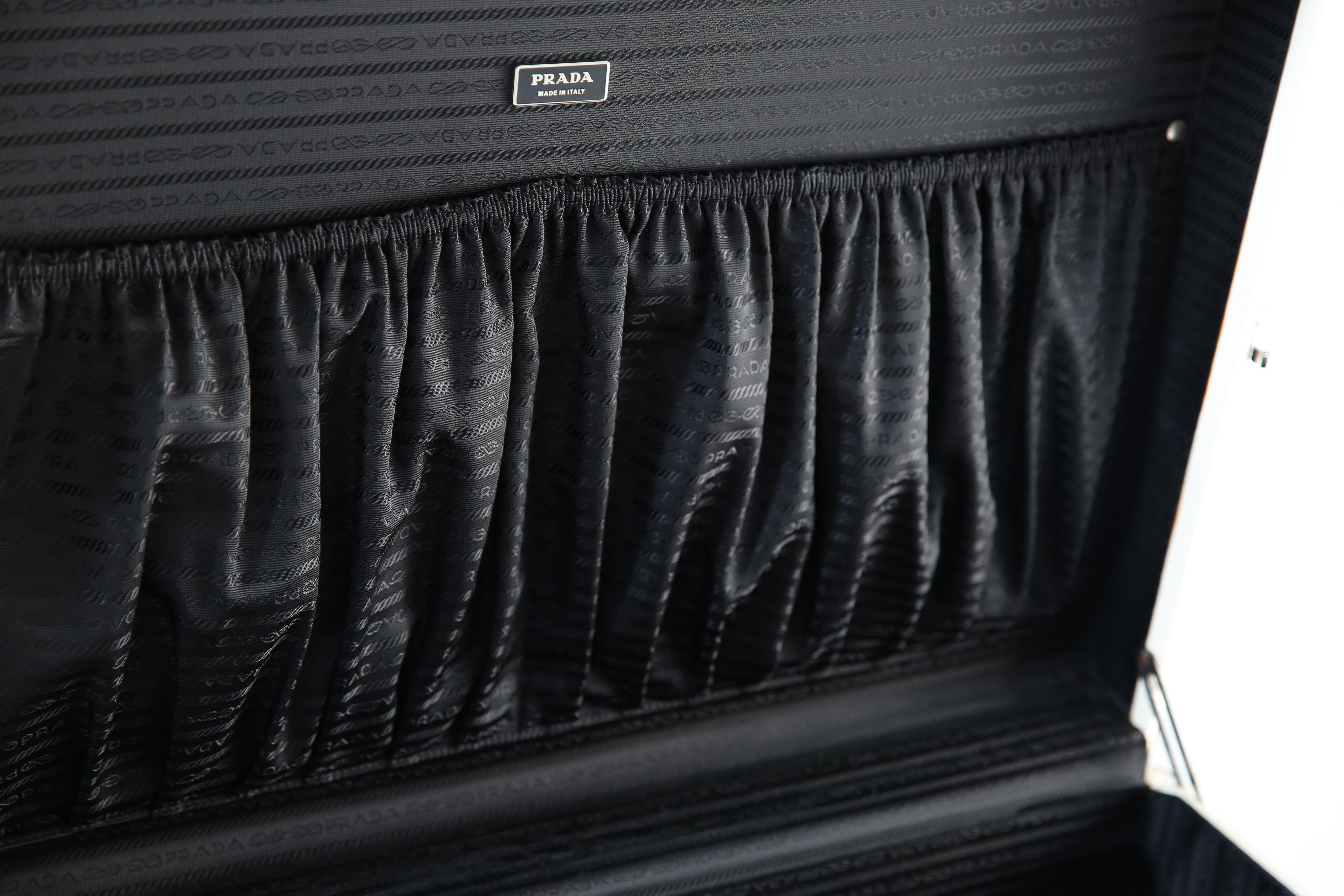 Prada Pergamena vintage style ivory black hard leather luggage bag suitcase case For Sale 5