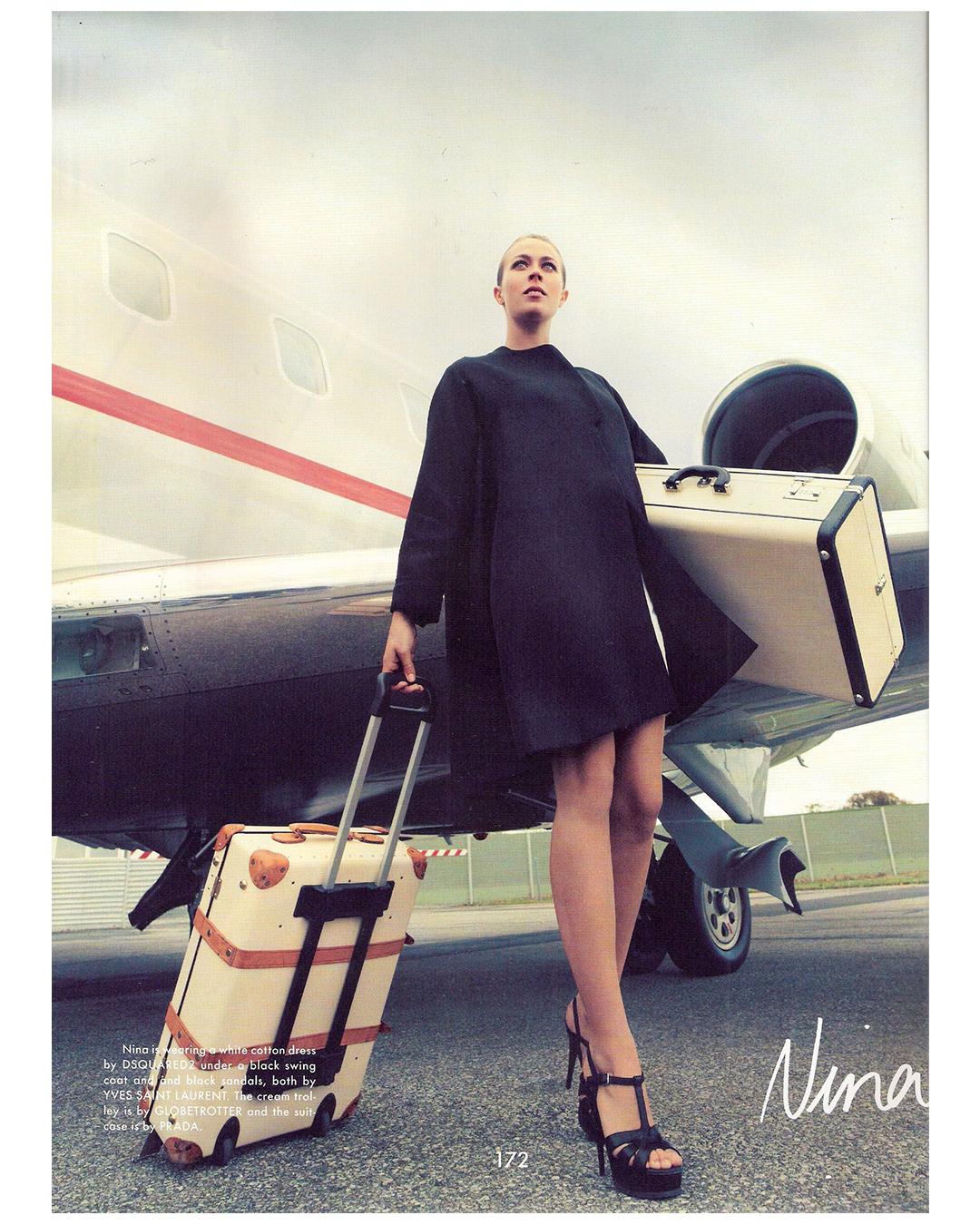 Prada Pergamena vintage style ivory black hard leather luggage bag suitcase case For Sale 6