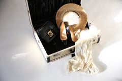 Prada Pergamena vintage style ivory black hard leather luggage bag suitcase case