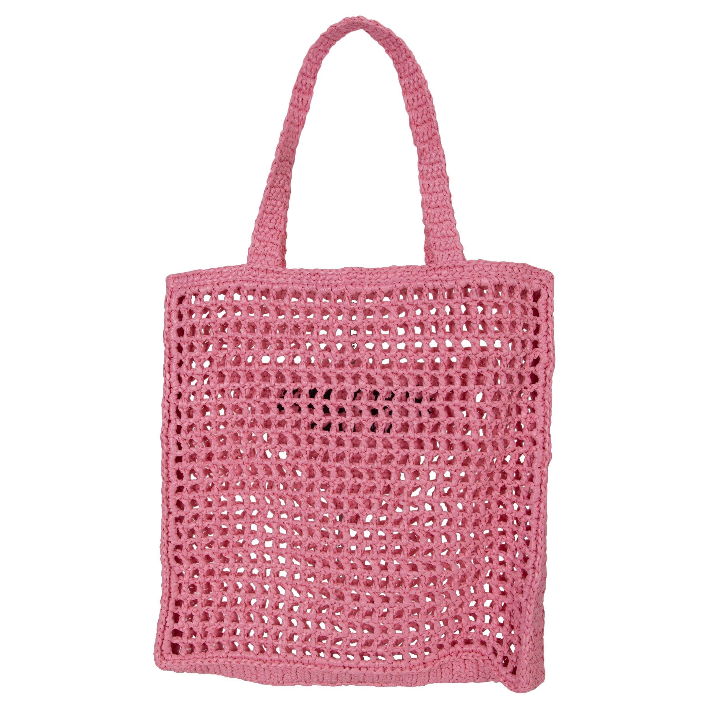 De las mujeres Bolso de mano PRADA Rosa pétalo rafia LOGO CROCHET en venta