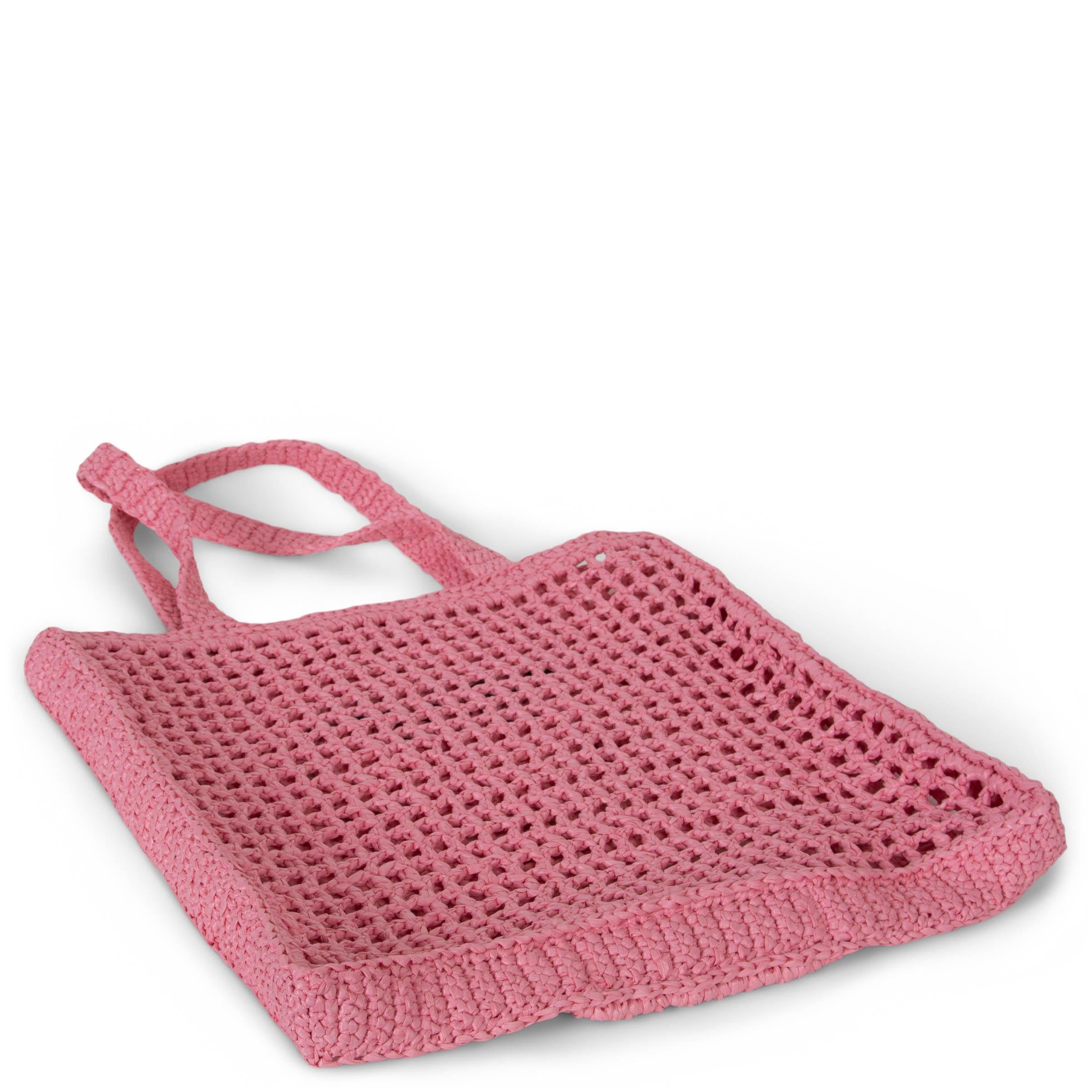 Bolso de mano PRADA Rosa pétalo rafia LOGO CROCHET en venta 1