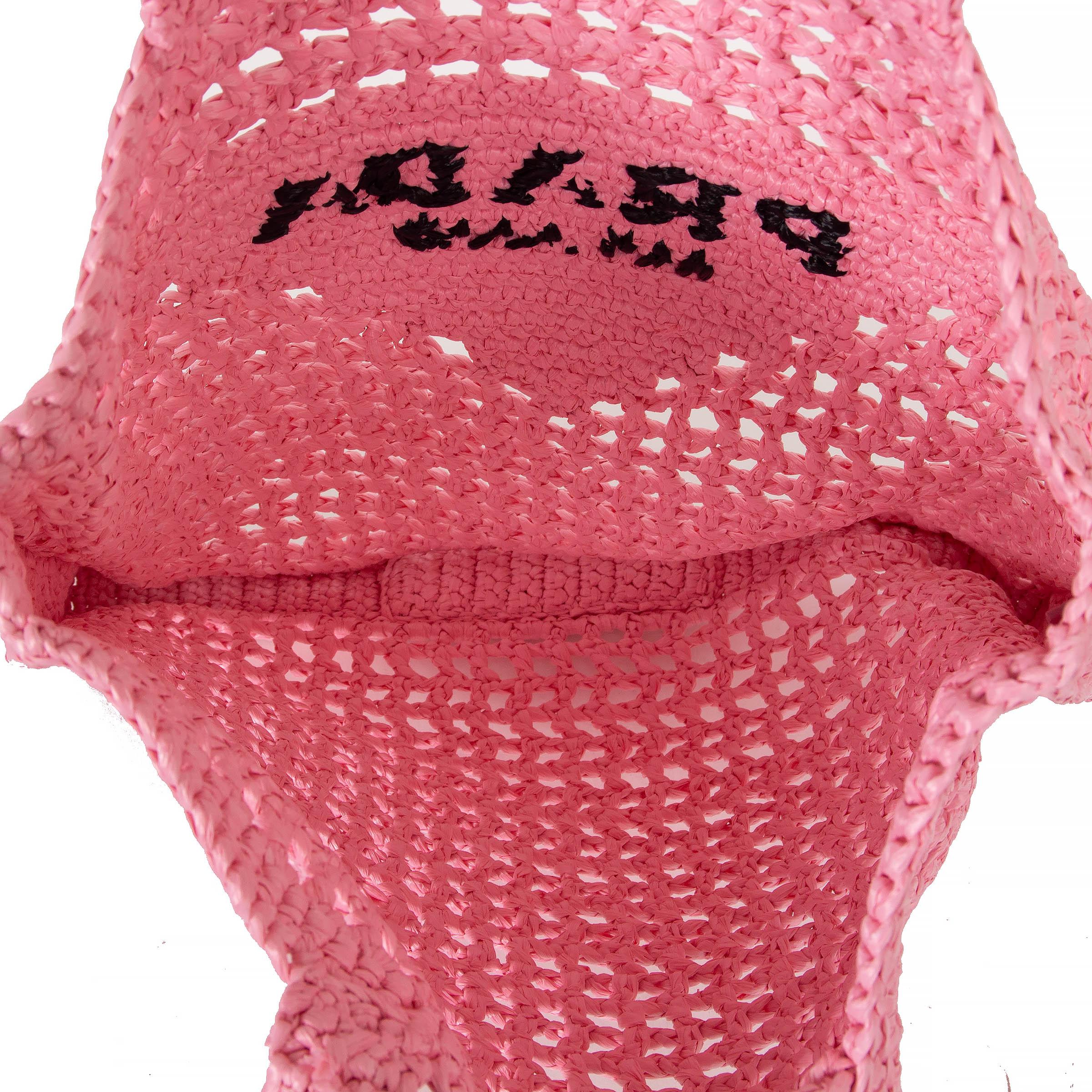 Bolso de mano PRADA Rosa pétalo rafia LOGO CROCHET en venta 3